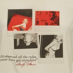 مملوكة مسبقًا Dolce & Gabbana Cream Marilyn Monroe Print Silk Blend Top M