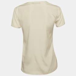 مملوكة مسبقًا Dolce & Gabbana Cream Marilyn Monroe Print Silk Blend Top M