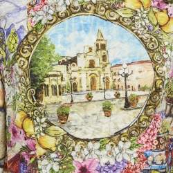 Pre Owned Dolce & Gabbana Multicolour Landscape Print Jacquard Midi Dress L