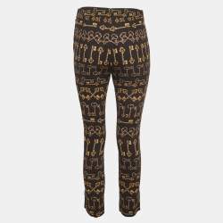 Pre Owned Dolce & Gabbana Black Key Print Crepe Slim Fit Pants S