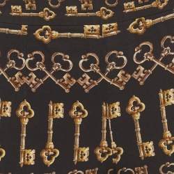 Pre Owned Dolce & Gabbana Black Key Print Crepe Slim Fit Pants S