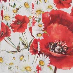 Pre Owned Dolce & Gabbana White Floral Print Cotton and Stretch Crepe Shirt and Pants Suit M/L