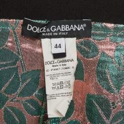 Pre Owned Dolce & Gabbana Green Metallic Brocade Cigarette Pants M