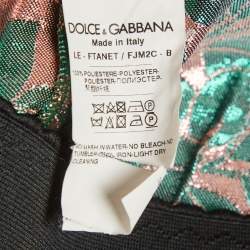 Pre Owned Dolce & Gabbana Green Metallic Brocade Cigarette Pants M