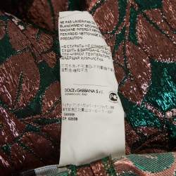 Pre Owned Dolce & Gabbana Green Metallic Brocade Cigarette Pants M