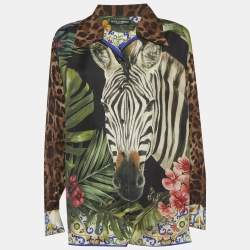 مملوكة مسبقًا Dolce & Gabbana Multicolour Animal Print Silk Oversized Shirt M