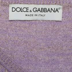 Pre Owned Dolce & Gabbana Purple Lurex Knit V-Neck Sweater S