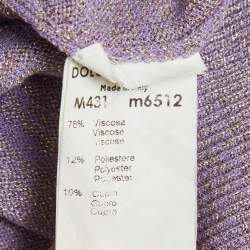 Pre Owned Dolce & Gabbana Purple Lurex Knit V-Neck Sweater S