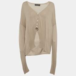 مملوكة مسبقًا Dolce & Gabbana Beige Knit Cropped Cardigan M