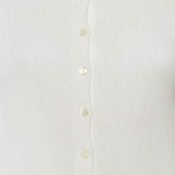 مملوكة مسبقًا كارديجان دولتشي آند غابانا محبوك باللون الأبيض مع أزرار في الأمام مقاس متوسط