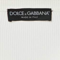 مملوكة مسبقًا كارديجان دولتشي آند غابانا محبوك باللون الأبيض مع أزرار في الأمام مقاس متوسط