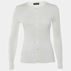 مملوكة مسبقًا كارديجان دولتشي آند غابانا محبوك باللون الأبيض مع أزرار في الأمام مقاس متوسط