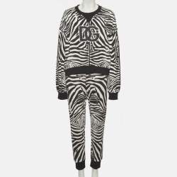 Pre Owned Dolce & Gabbana Black/White Zebra Print Cotton Sweatsuit S/M