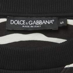 Pre Owned Dolce & Gabbana Black/White Zebra Print Cotton Sweatsuit S/M
