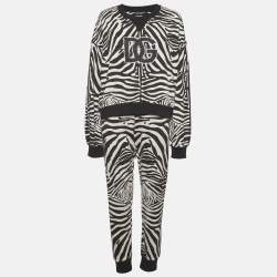 Pre Owned Dolce & Gabbana Black/White Zebra Print Cotton Sweatsuit S/M