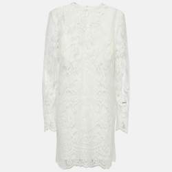 Pre Owned Dolce & Gabbana White Lace Shift Dress XL