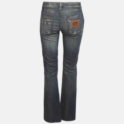 مملوكة مسبقًا بنطلون جينز دولتشي آند غابانا دنيم أزرق ممزق مقاس صغير - خصر 28 بوصة