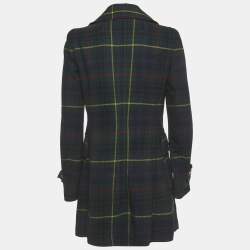 Pre Owned Dolce & Gabbana Green Check Wool Double Breasted Coat S
