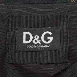 Pre Owned Dolce & Gabbana Green Check Wool Double Breasted Coat S