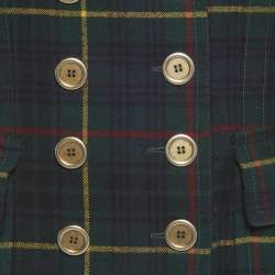 Pre Owned Dolce & Gabbana Green Check Wool Double Breasted Coat S