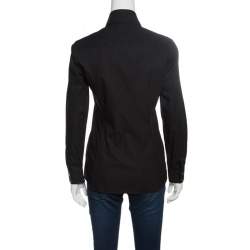 Pre Owned Dolce & Gabbana Black Cotton Ruffle Front Detail Shirt M
