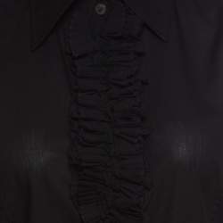 Pre Owned Dolce & Gabbana Black Cotton Ruffle Front Detail Shirt M