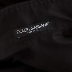 Pre Owned Dolce & Gabbana Black Cotton Ruffle Front Detail Shirt M