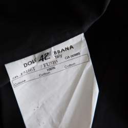Pre Owned Dolce & Gabbana Black Cotton Ruffle Front Detail Shirt M