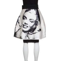 مملوكة مسبقًا Dolce & Gabbana Monochrome Marilyn Monroe Face Print Silk Pleated Skirt S