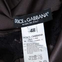 مملوكة مسبقًا توب دولتشي أند غابانا أكمام طويلة تفاصيل دانتيل متعرج ساتان رمادي L