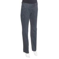 Pre Owned Dolce & Gabbana 14 Green Grey Washed Effect Distressed Denim Jeans M