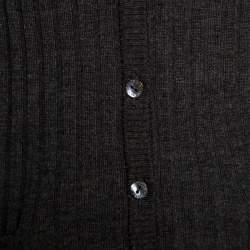 Pre Owned Dolce & Gabbana Dark Grey Rib Knit Button Front Cardigan S