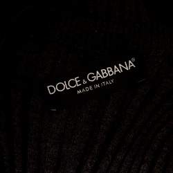 Pre Owned Dolce & Gabbana Dark Grey Rib Knit Button Front Cardigan S