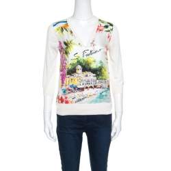 Pre Owned Dolce & Gabbana Multicolor Portofino Printed Silk Sweater S