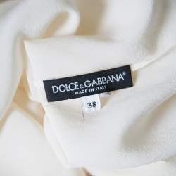 Dolce & Gabbana Cream Silk Lace Applique Bow Tie Detail Blouse S
