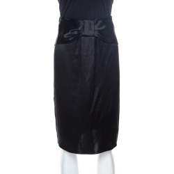 مملوكة مسبقًا Dolce & Gabbana Black Bow Detail Silk Satin Skirt M
