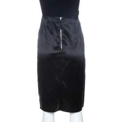 مملوكة مسبقًا Dolce & Gabbana Black Bow Detail Silk Satin Skirt M