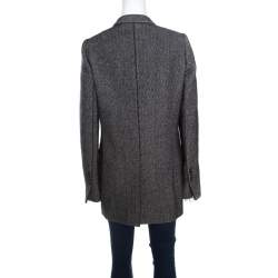 Dolce & Gabbana Monochrome Chevron Pattern Wool and Silk Coat M