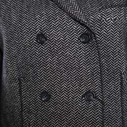 Dolce & Gabbana Monochrome Chevron Pattern Wool and Silk Coat M