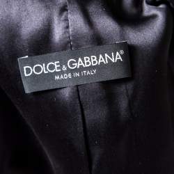 Dolce & Gabbana Monochrome Chevron Pattern Wool and Silk Coat M