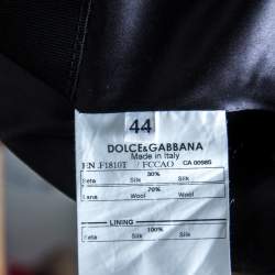 Dolce & Gabbana Monochrome Chevron Pattern Wool and Silk Coat M