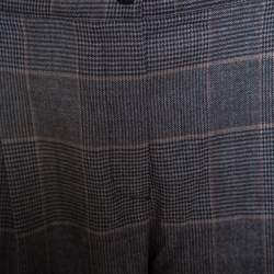 Dolce & Gabbana Grey Prince of Wales Checked Wool Cropped Trousers M