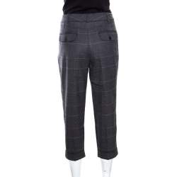 Dolce & Gabbana Grey Prince of Wales Checked Wool Cropped Trousers M