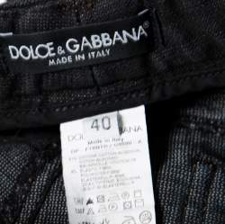 مملوكة مسبقًا Dolce & Gabbana Black and Grey Washed Effect Distressed Stretch Jeans S