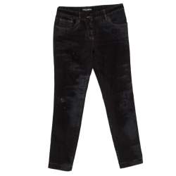 مملوكة مسبقًا Dolce & Gabbana Black and Grey Washed Effect Distressed Stretch Jeans S