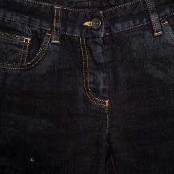 مملوكة مسبقًا Dolce & Gabbana Black and Grey Washed Effect Distressed Stretch Jeans S