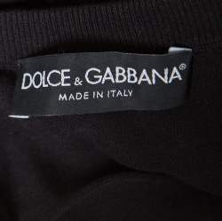 مملوكة مسبقًا توب دولتشي آند غابانا أسود مورد بديرابيه مطبوع أكمام قصيرة M