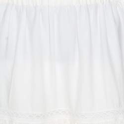 Pre Owned Dolce & Gabbana Cream Crinkled Cotton Silk Lace Insert Tiered Skirt M