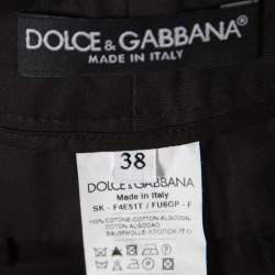 Pre Owned Dolce & Gabbana Black Cotton Pleat Front Mini Skirt S