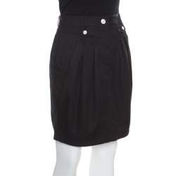 Pre Owned Dolce & Gabbana Black Cotton Pleat Front Mini Skirt S
